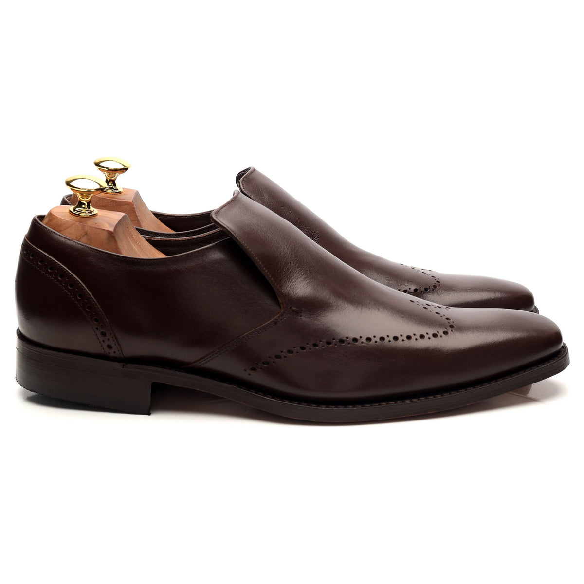 &#39;Bourne&#39; Dark Brown Leather Slip On Loafers UK 9.5 F