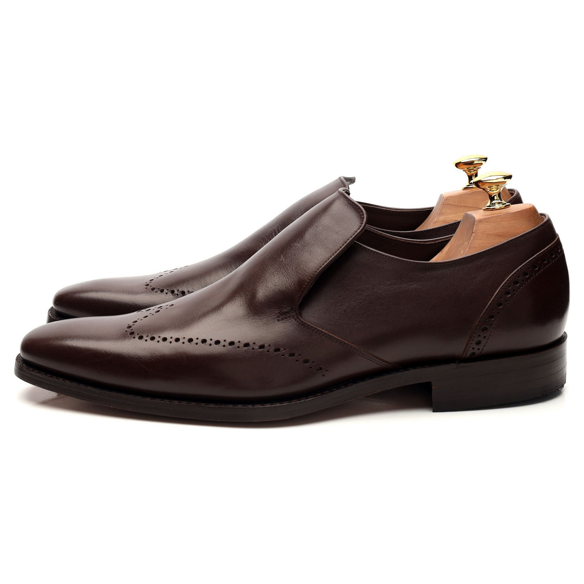 &#39;Bourne&#39; Dark Brown Leather Slip On Loafers UK 9.5 F