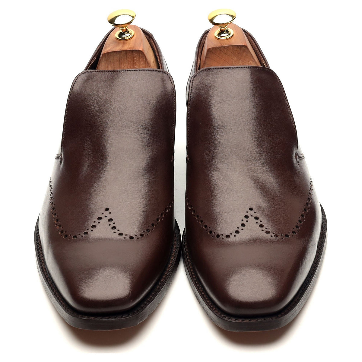 &#39;Bourne&#39; Dark Brown Leather Slip On Loafers UK 9.5 F