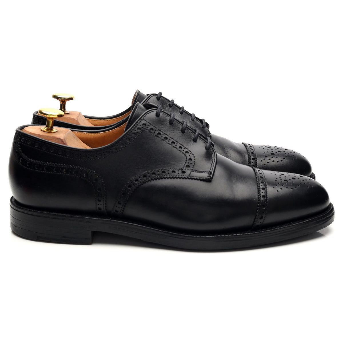 'Newark' Black Leather Derby Brogues UK 8 EE