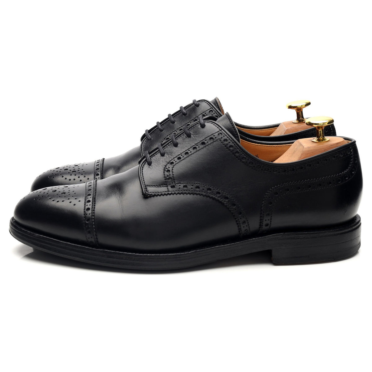 'Newark' Black Leather Derby Brogues UK 8 EE
