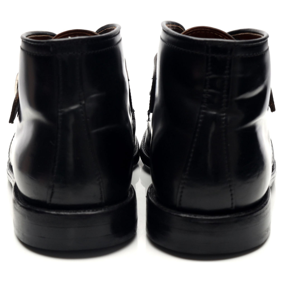 'D2712' Black Cordovan Leather Monk Strap Boots UK 10 US 11 D