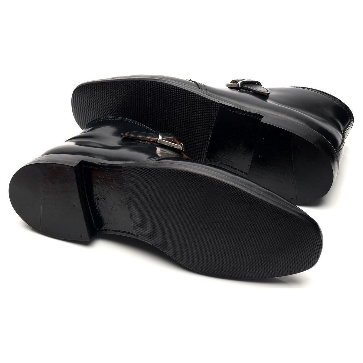 'D2712' Black Cordovan Leather Monk Strap Boots UK 10 US 11 D