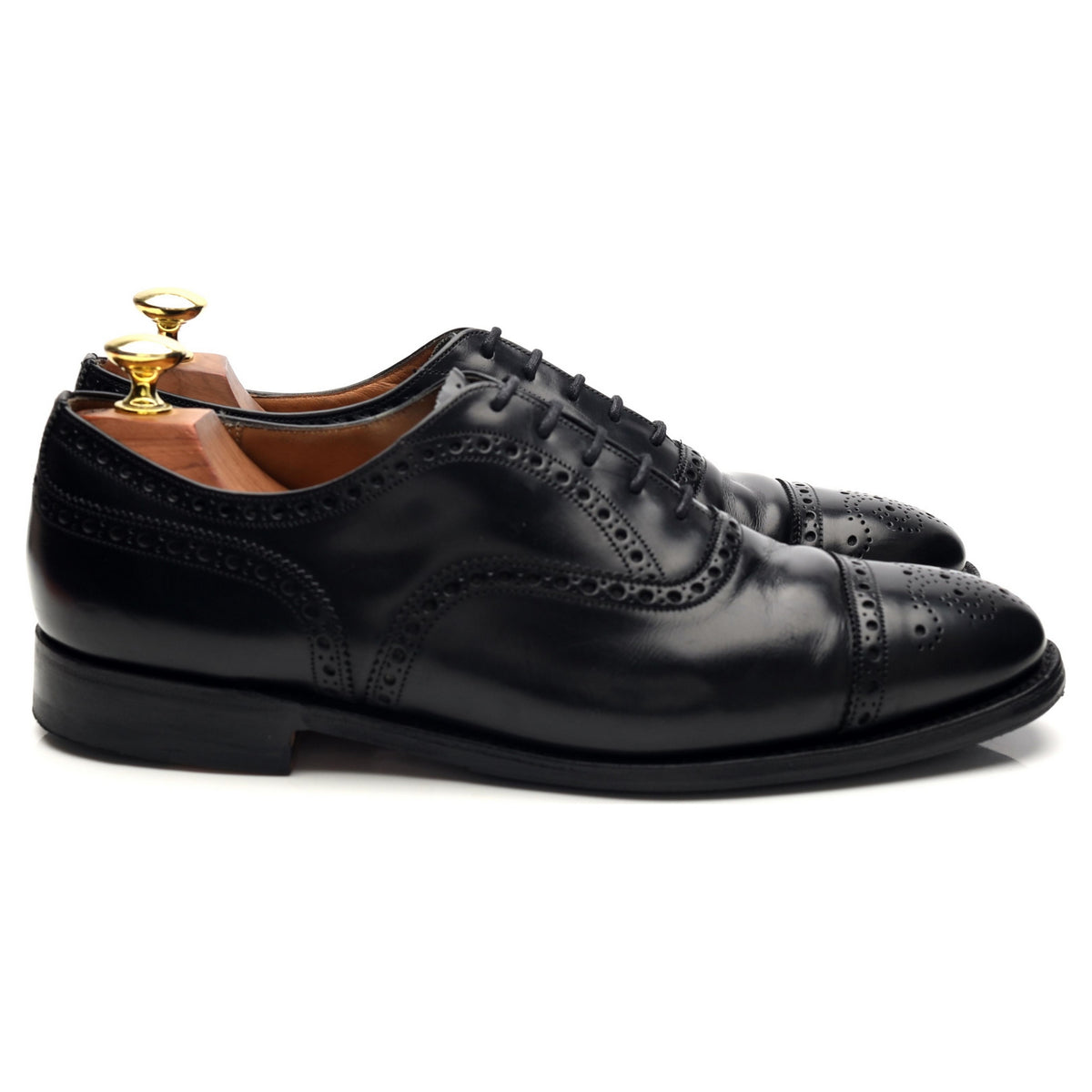 'Perth' Black Leather Oxford Brogues UK 8 F