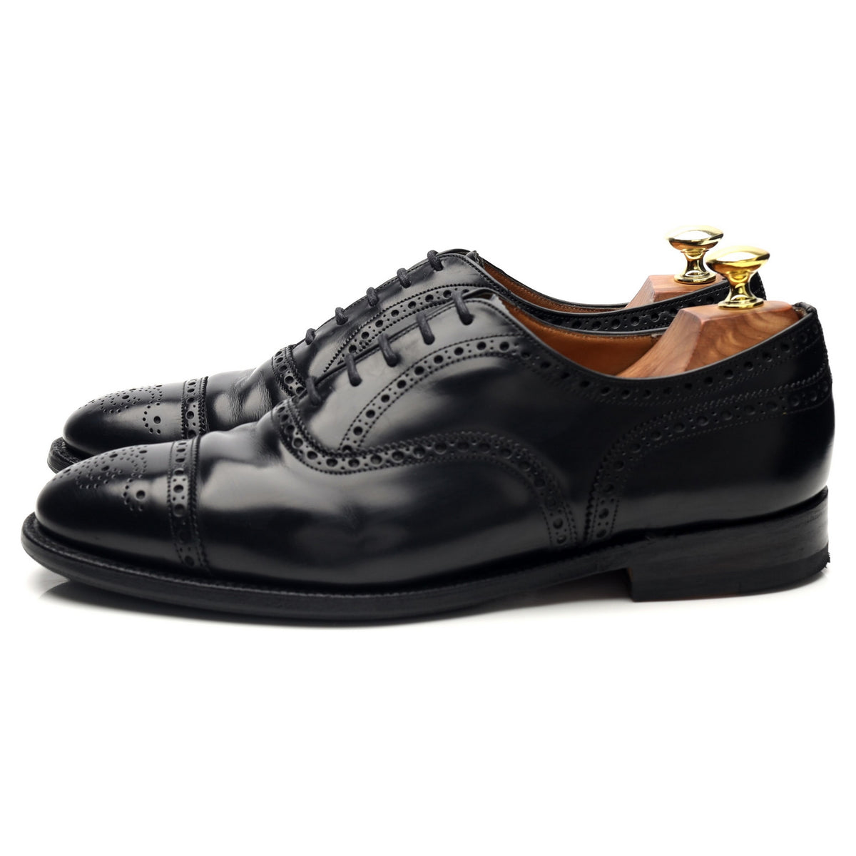 'Perth' Black Leather Oxford Brogues UK 8 F