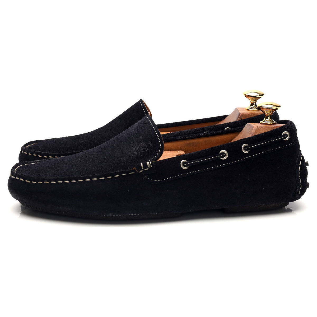 'Maranello' Navy Blue Suede Driving Loafers UK 9