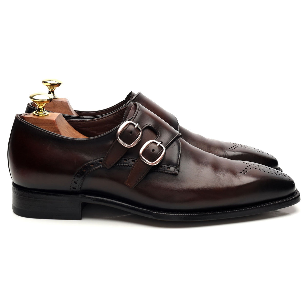 Handgrade '8625' Dark Brown Leather Double Monk Strap UK 7