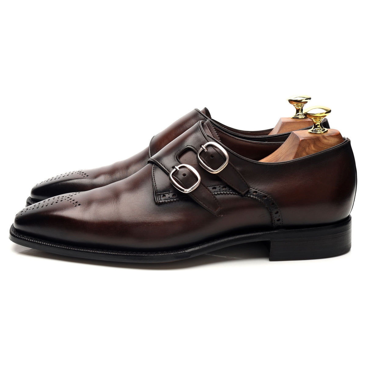 Handgrade '8625' Dark Brown Leather Double Monk Strap UK 7
