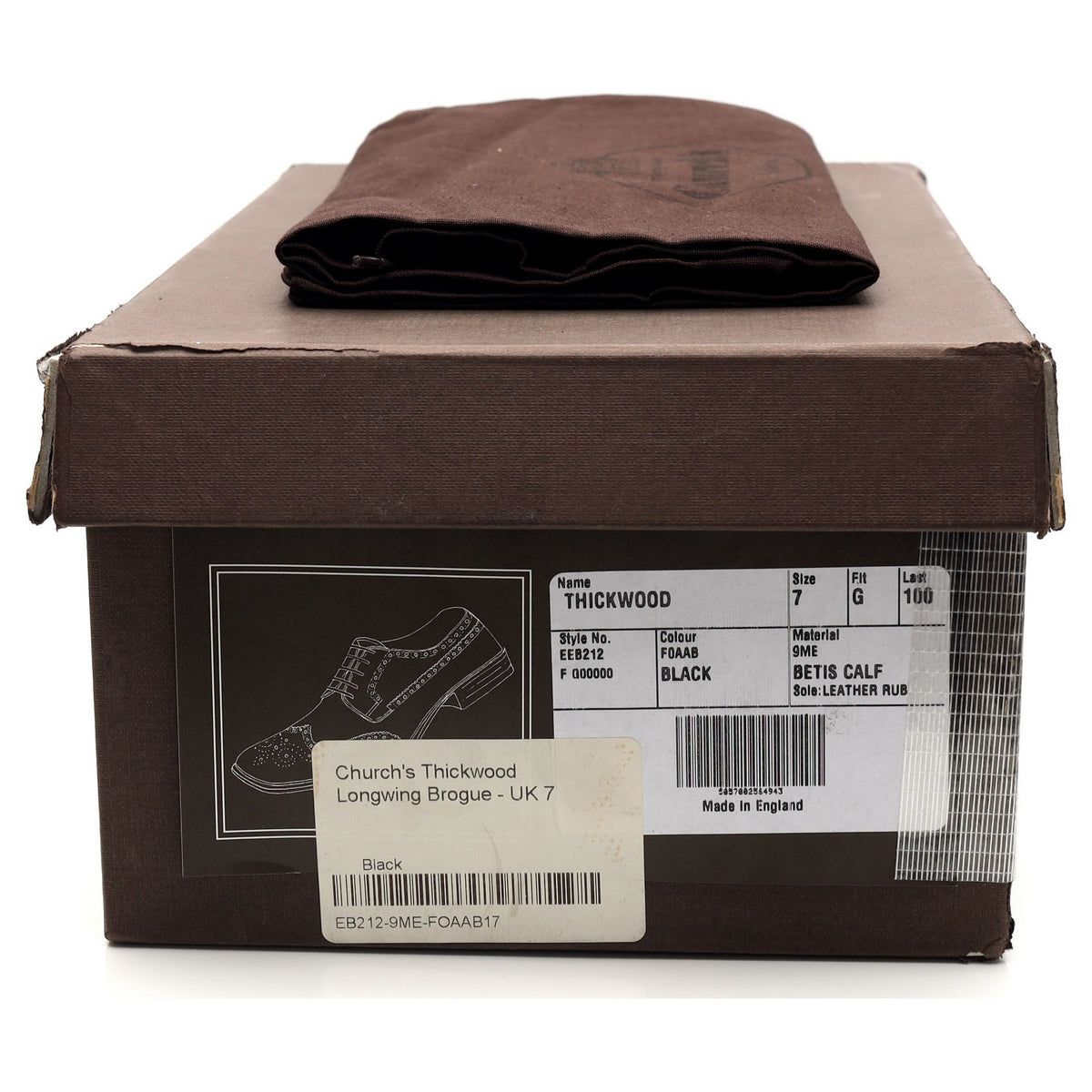 'Thickwood' Black Leather Derby Brogues UK 7 G