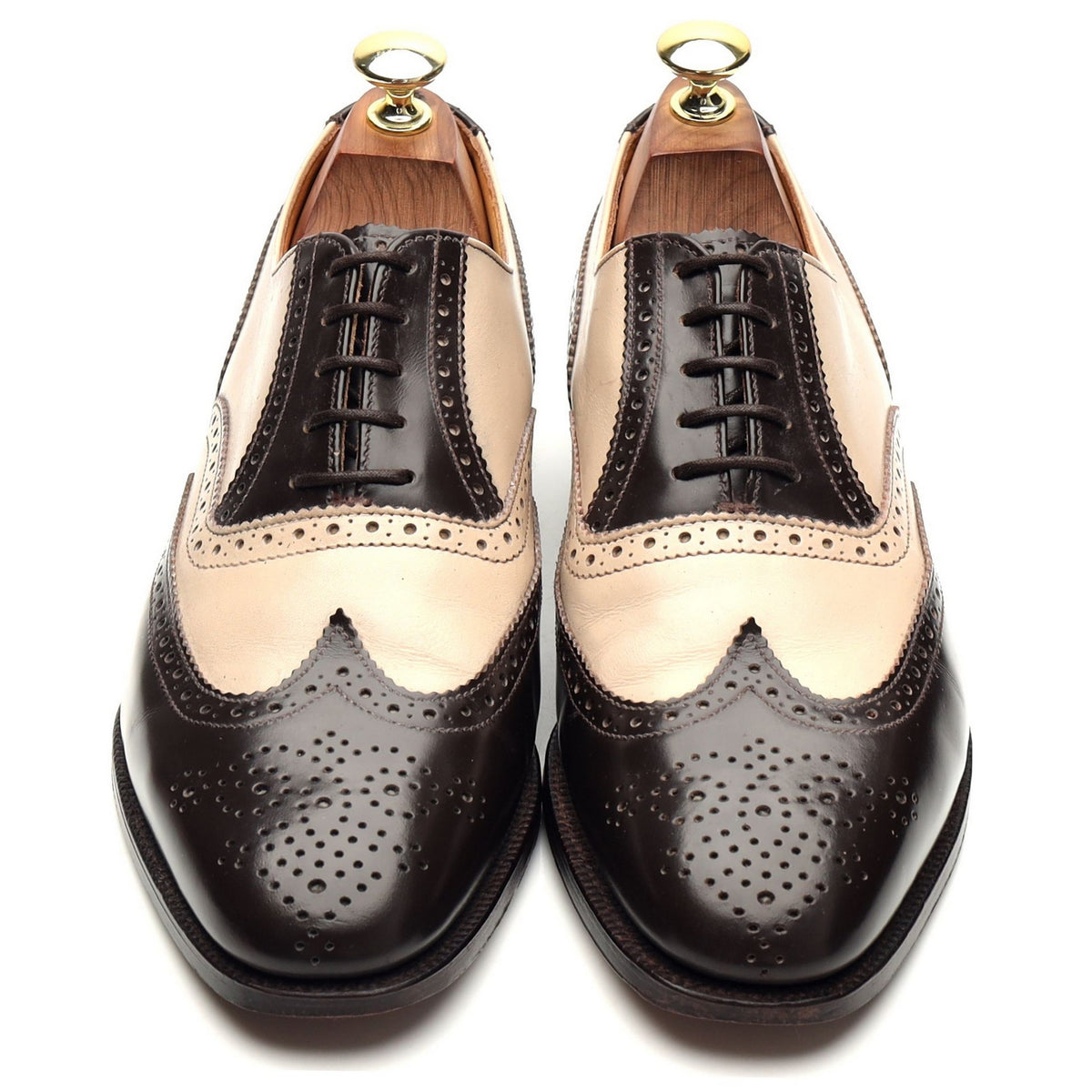'Melly' Dark Brown & Cream Leather Spectator Brogues UK 6.5 F