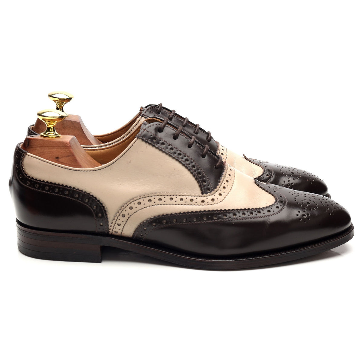 'Melly' Dark Brown & Cream Leather Spectator Brogues UK 6.5 F
