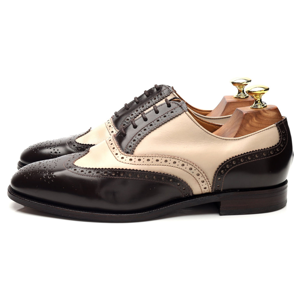 'Melly' Dark Brown & Cream Leather Spectator Brogues UK 6.5 F