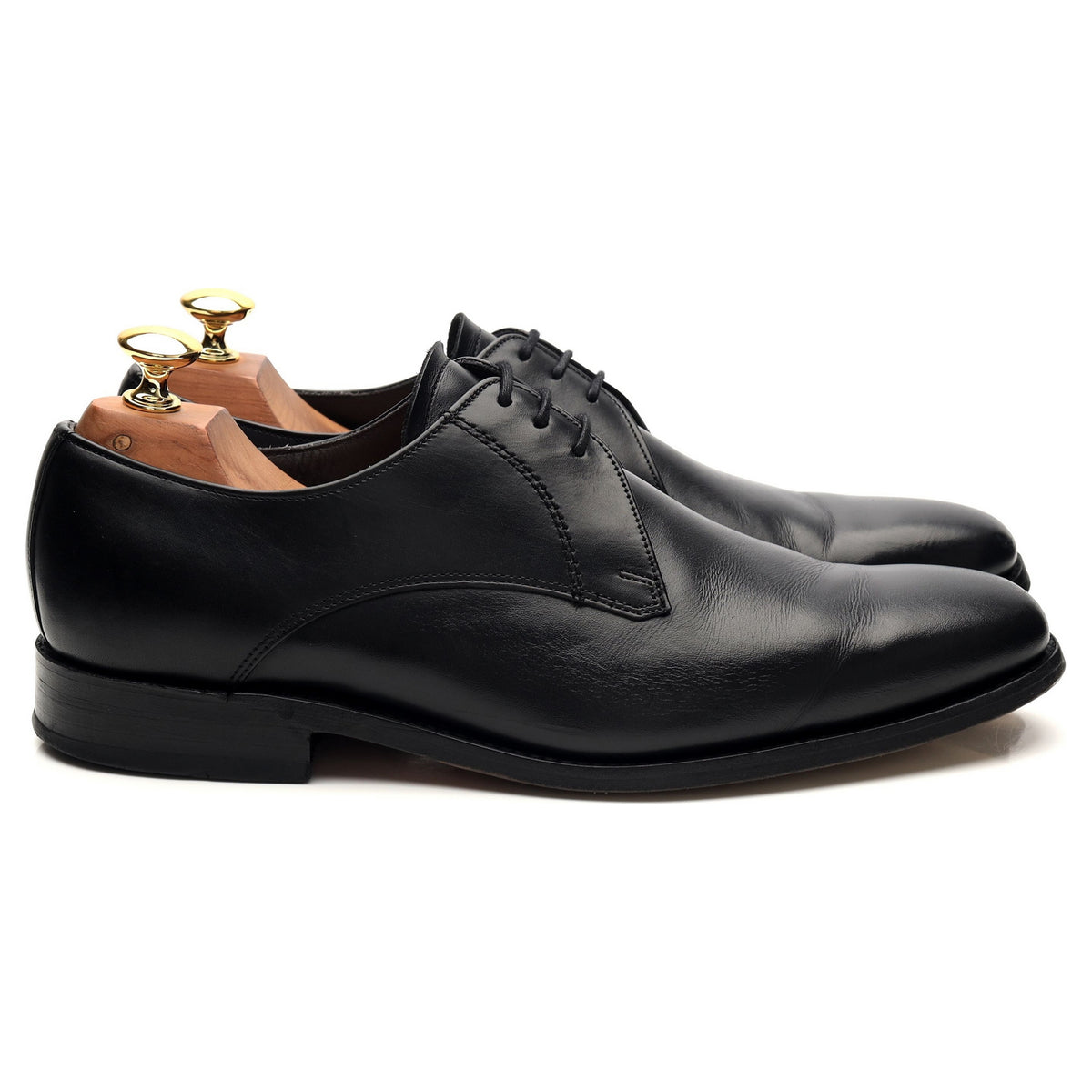 &#39;Eton&#39; Black Leather Derby UK 7 G