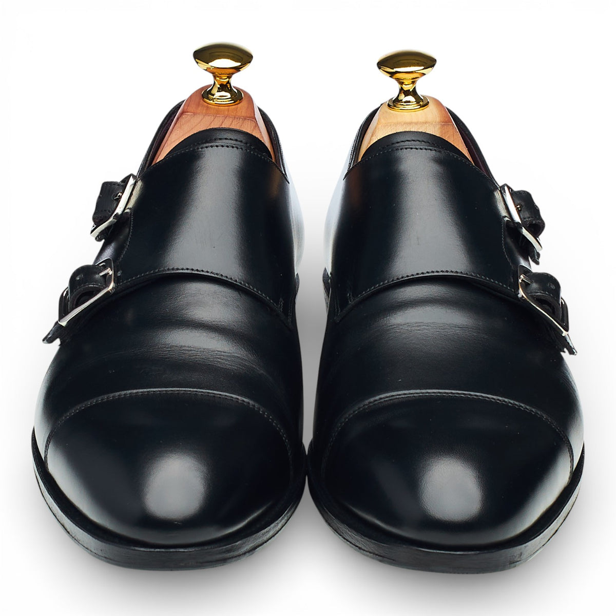 '80250' Black Leather Double Monk Strap UK 7
