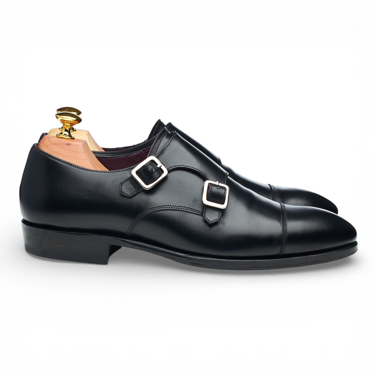 '80250' Black Leather Double Monk Strap UK 7