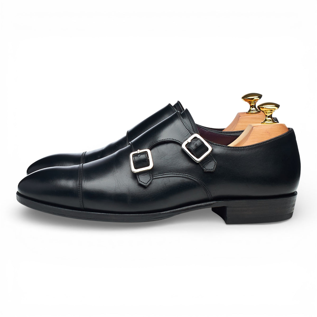 '80250' Black Leather Double Monk Strap UK 7