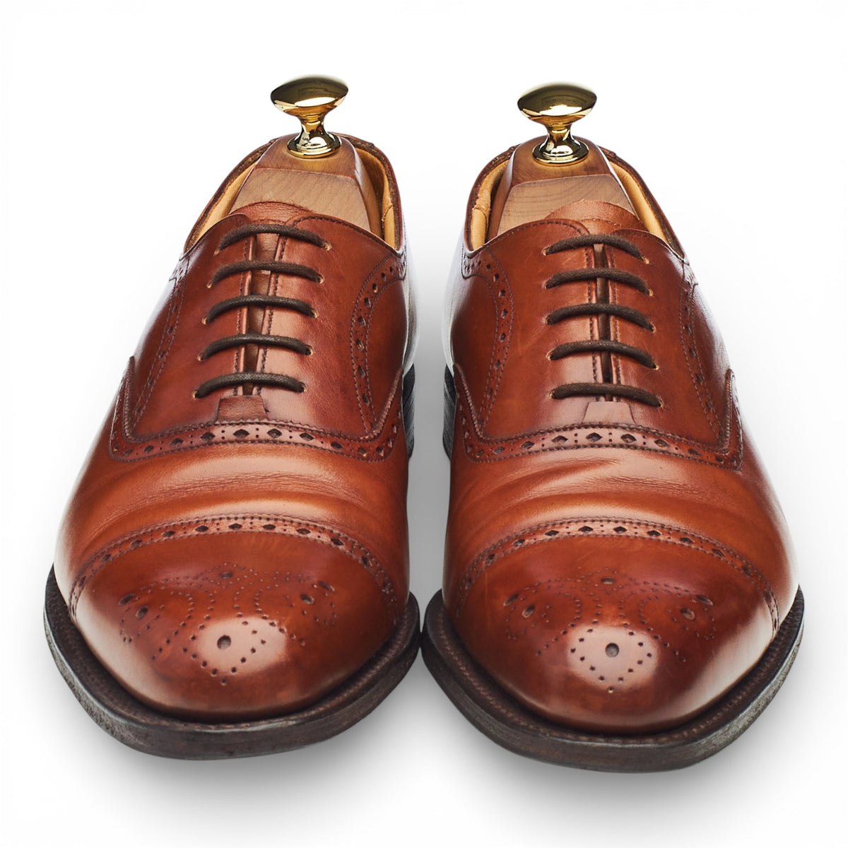 'Weymouth' Tan Brown Leather Oxford Semi Brogues UK 6.5 F