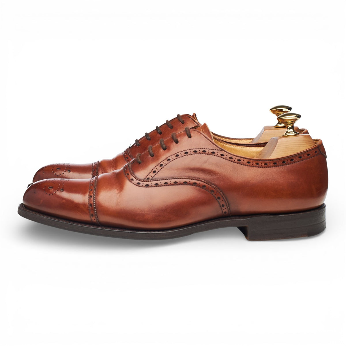 'Weymouth' Tan Brown Leather Oxford Semi Brogues UK 6.5 F
