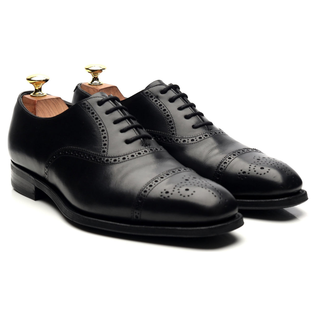&#39;Asquith&#39; Black Leather Oxford Brogues UK 7 E