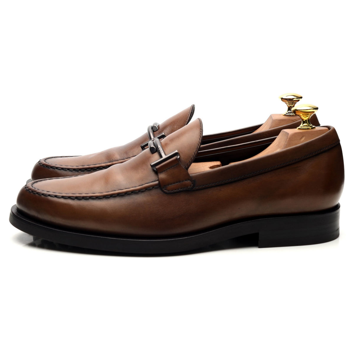 Brown Leather Horsebit Loafers UK 7.5