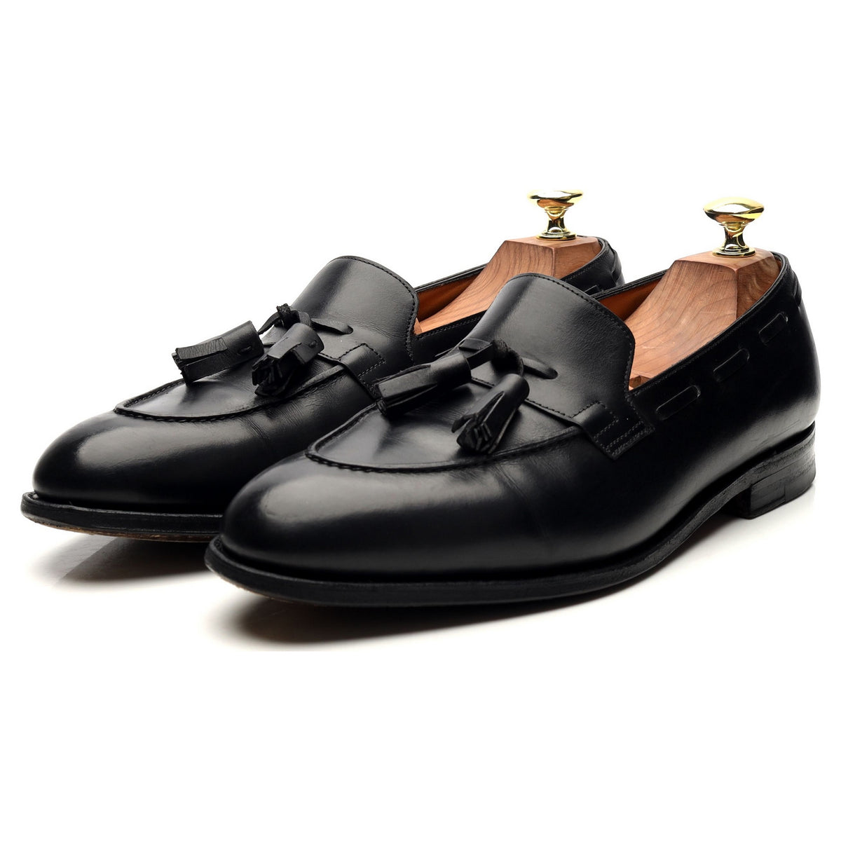 &#39;Jihel&#39; Black Leather Tassel Loafers UK 7.5 E