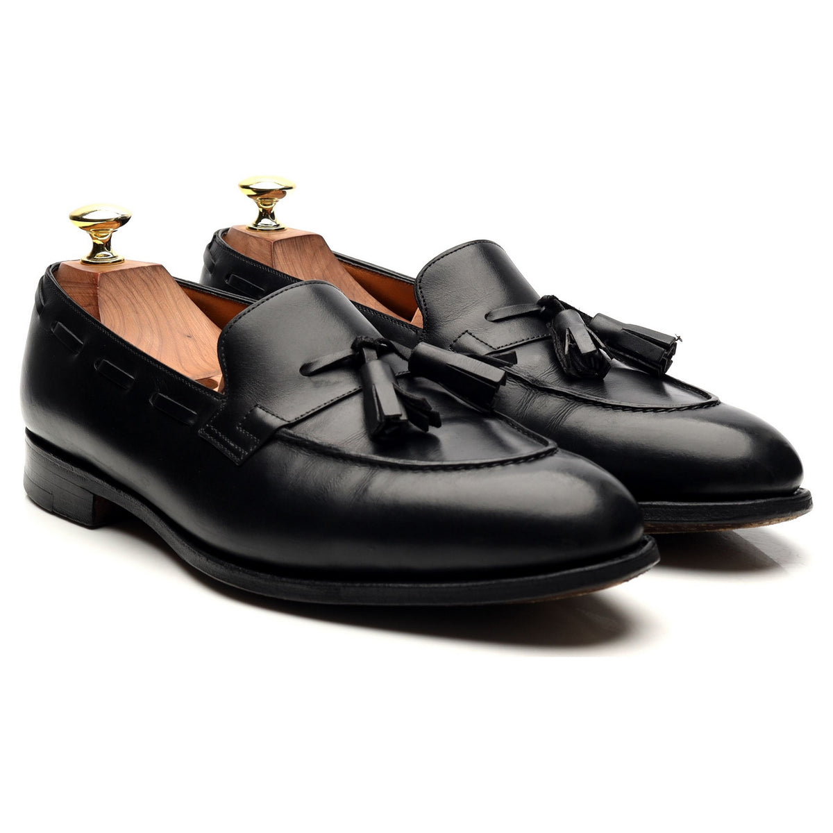 &#39;Jihel&#39; Black Leather Tassel Loafers UK 7.5 E