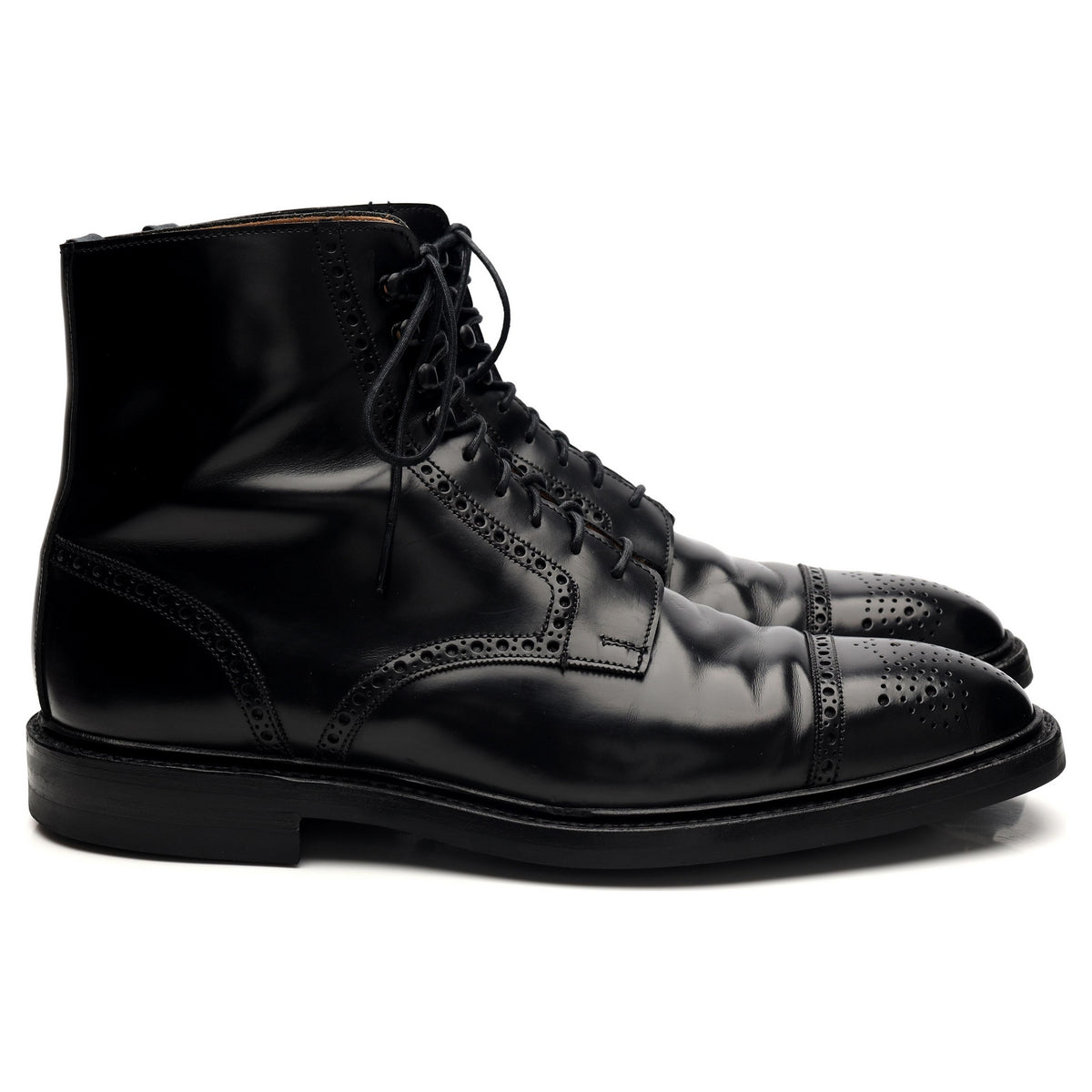 &#39;Toby&#39; Black Leather Brogue Boot UK 8.5 E