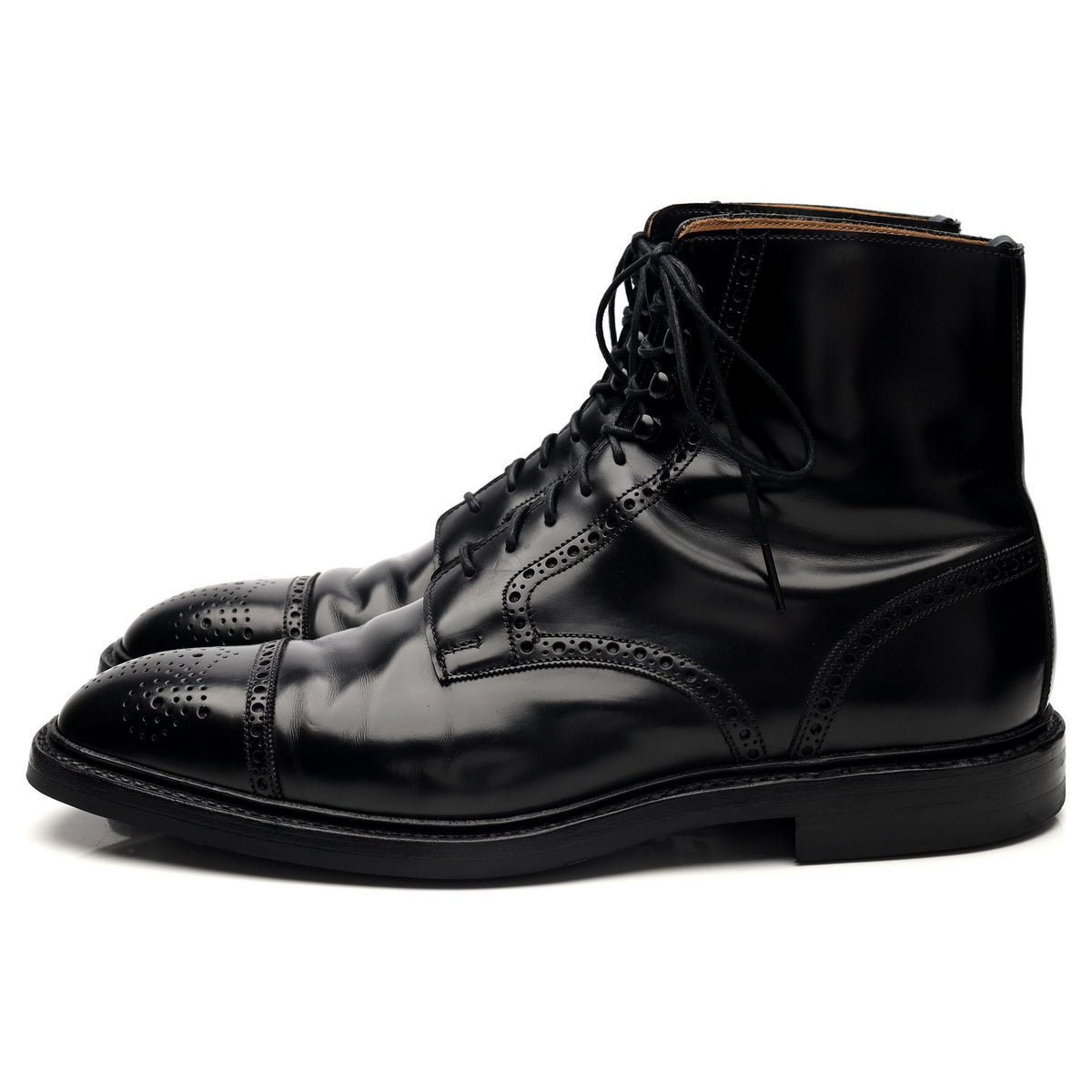 &#39;Toby&#39; Black Leather Brogue Boot UK 8.5 E