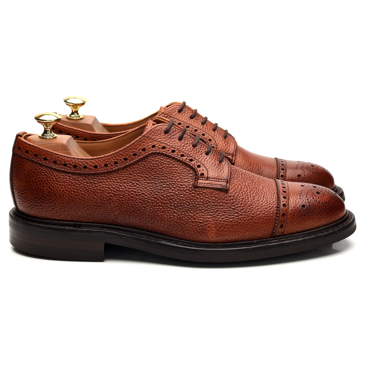 &#39;Tenterden ll&#39; Tan Brown Grain Leather Derby Brogue UK 8 F