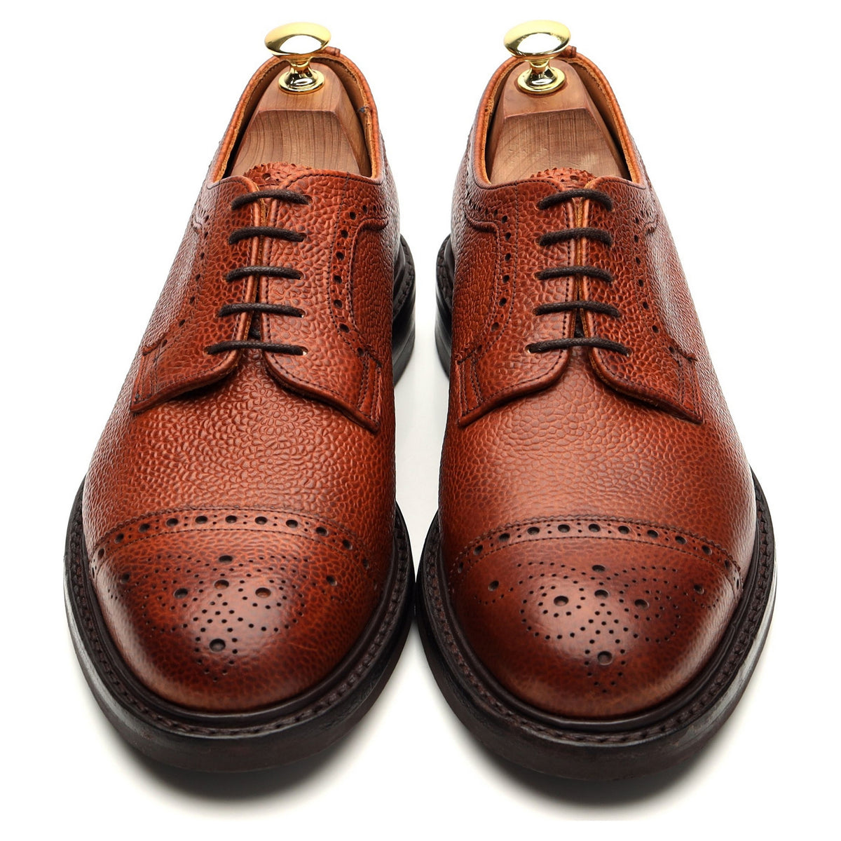 &#39;Tenterden ll&#39; Tan Brown Grain Leather Derby Brogue UK 8 F