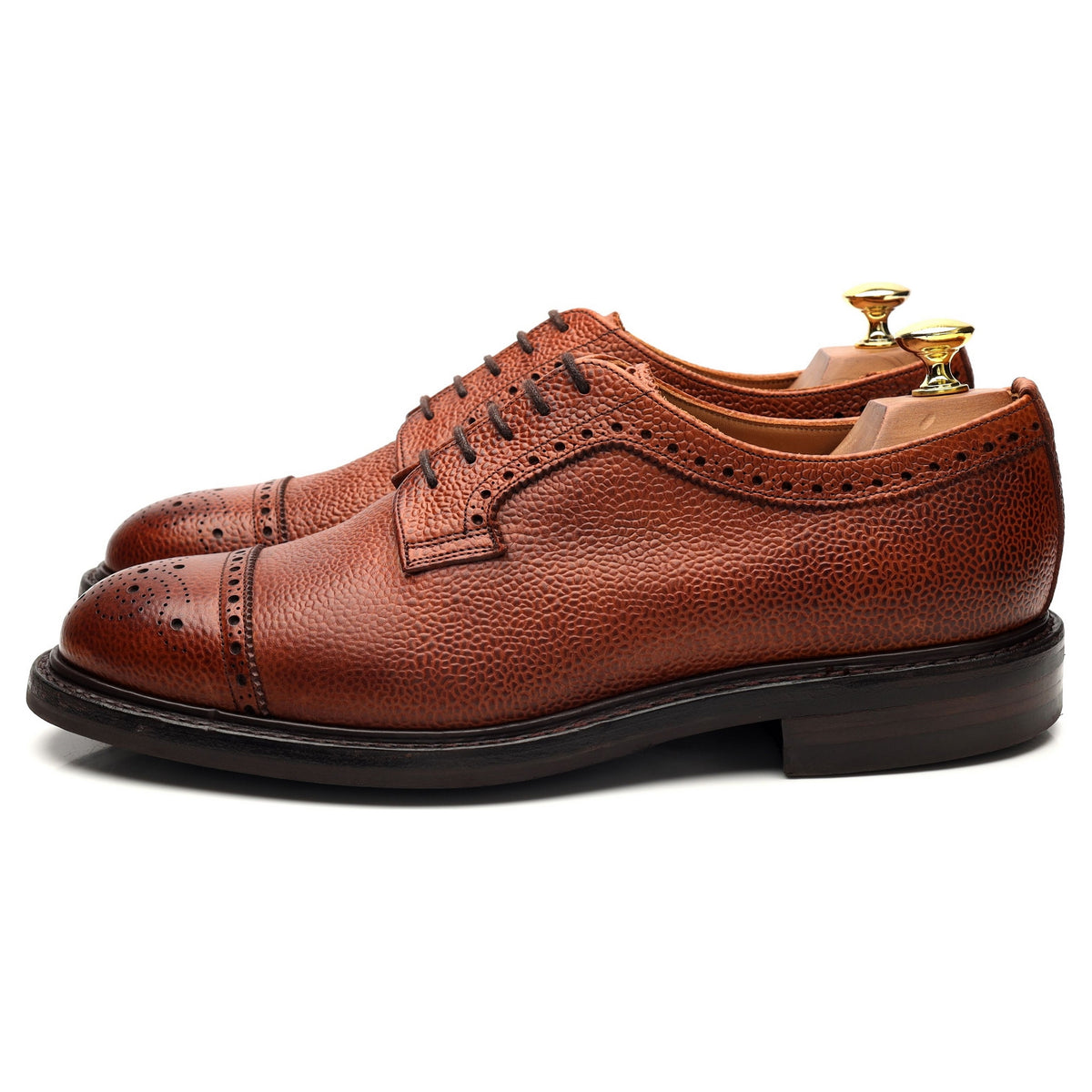 &#39;Tenterden ll&#39; Tan Brown Grain Leather Derby Brogue UK 8 F