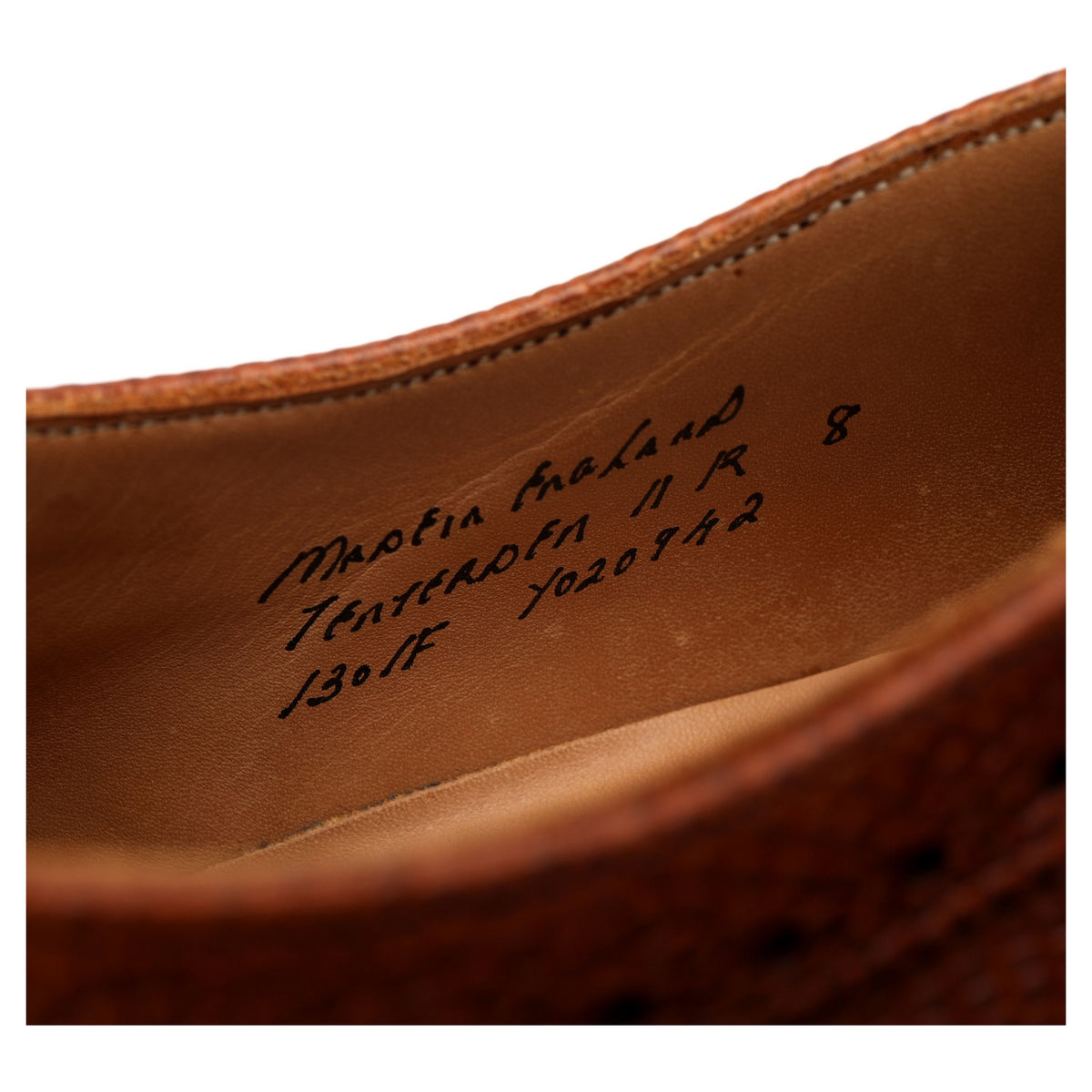 &#39;Tenterden ll&#39; Tan Brown Grain Leather Derby Brogue UK 8 F