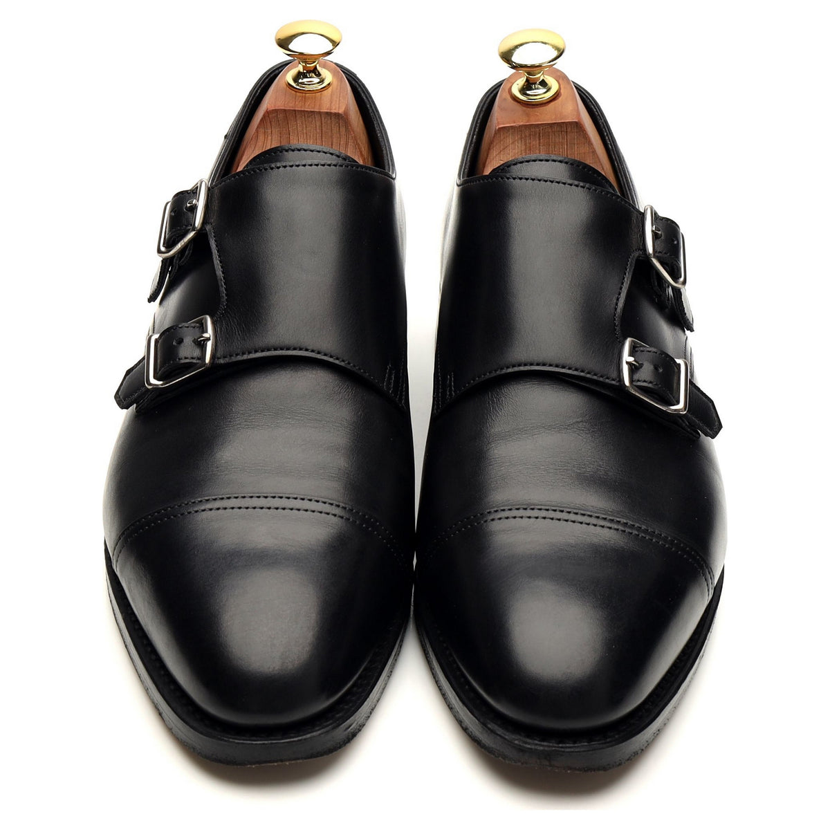 &#39;William&#39; Black Leather Double Monk Strap UK 7.5 E