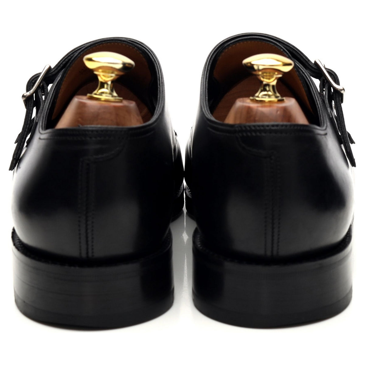 &#39;William&#39; Black Leather Double Monk Strap UK 7.5 E