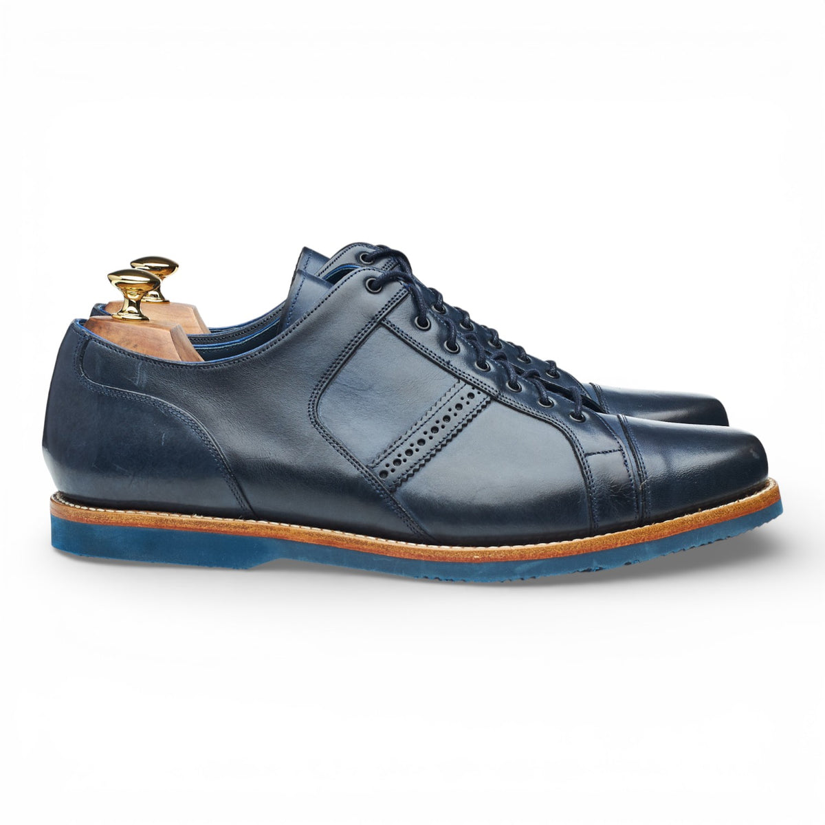 'Jimmy' Navy Blue Leather Sneakers UK 11 G