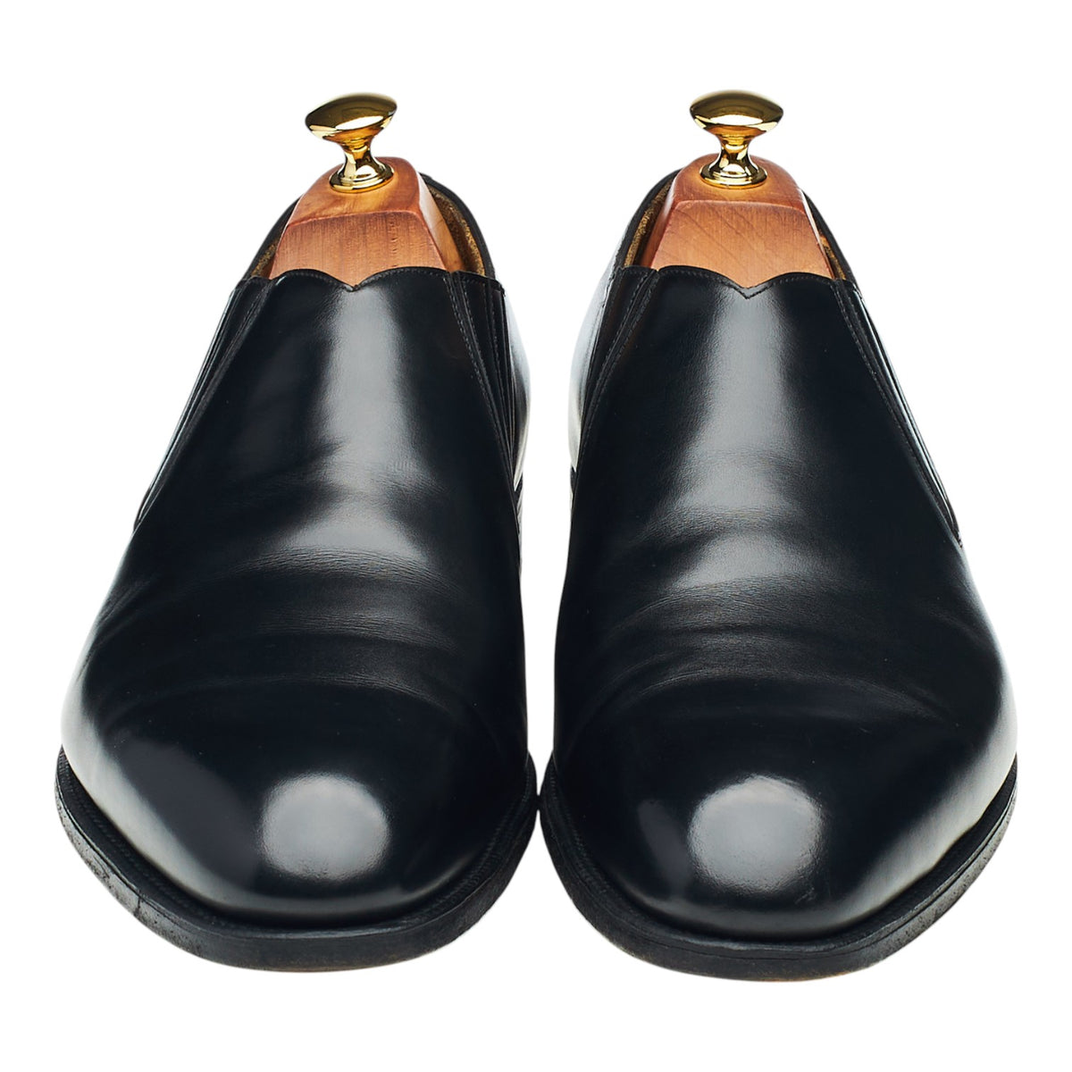 Ede and Ravenscroft Black Leather Lazyman Loafers UK 10.5 E