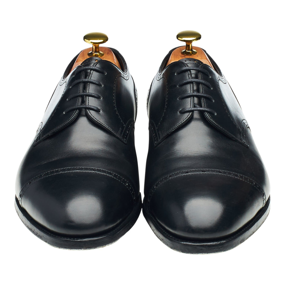 Black Leather Cap Toe Derby UK 8 F