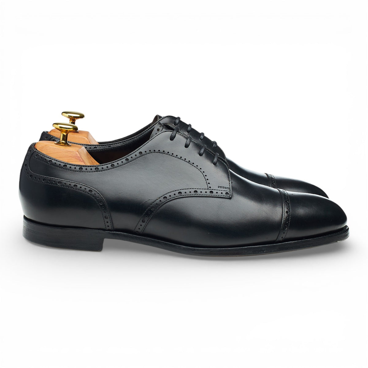 Black Leather Cap Toe Derby UK 8 F