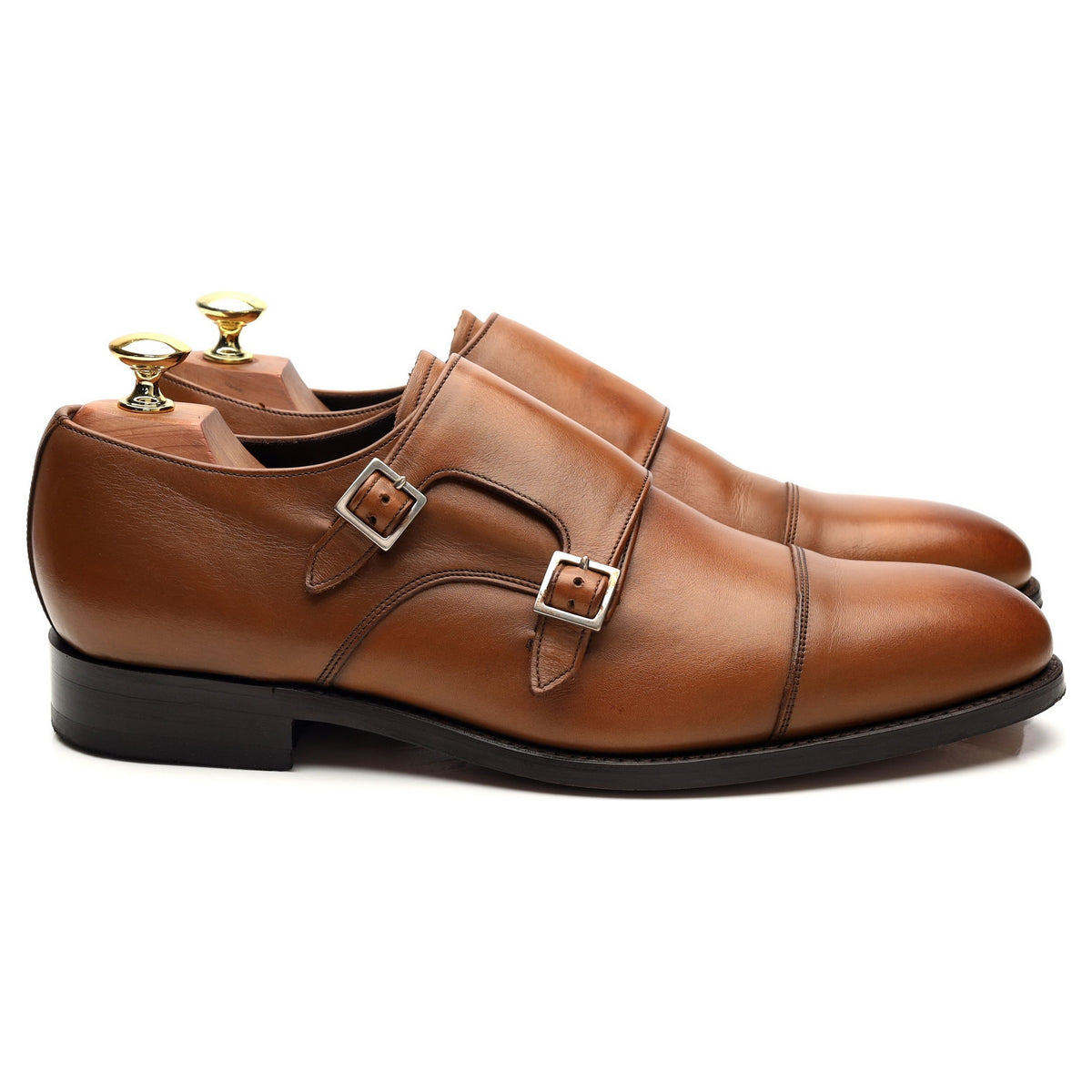 &#39;Turnstall&#39; Brown Leather Double Monk Strap UK 8 F