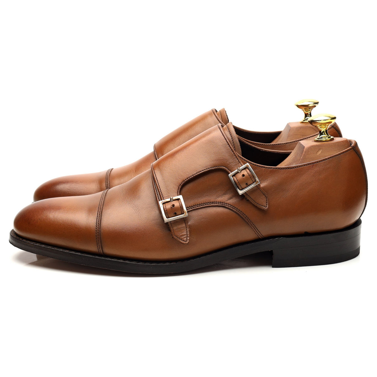 &#39;Turnstall&#39; Brown Leather Double Monk Strap UK 8 F