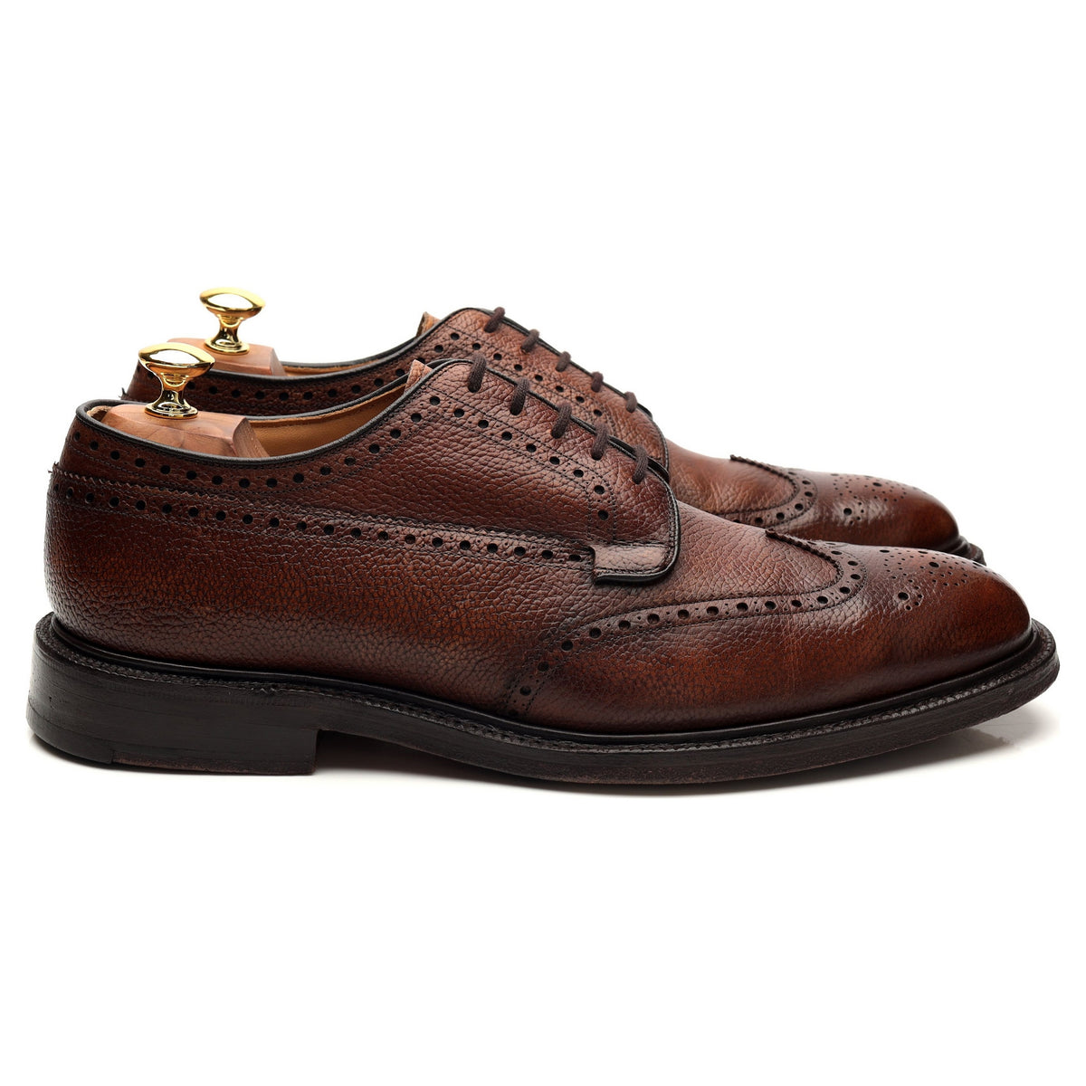 &#39;Brookland&#39; Brown Grain Leather Derby Brogue UK 9.5 F