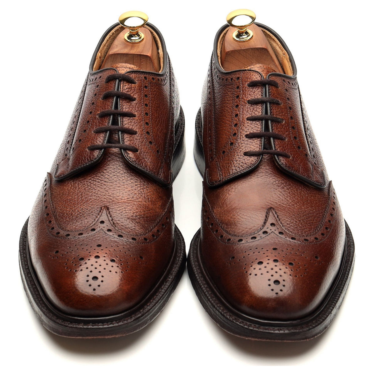 &#39;Brookland&#39; Brown Grain Leather Derby Brogue UK 9.5 F