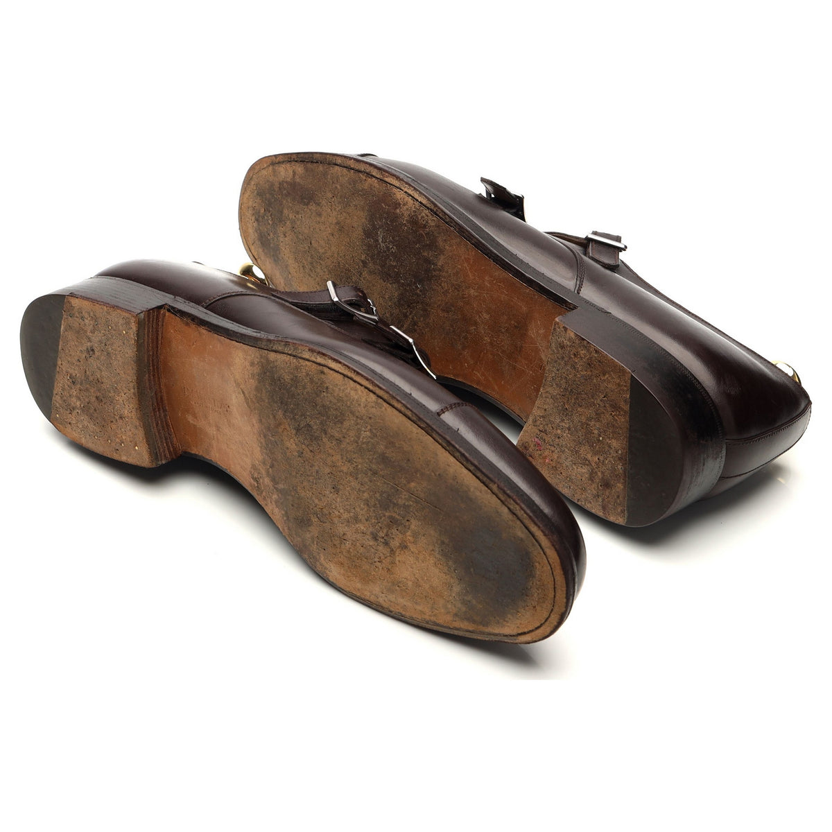 Dark Brown Leather Double Monk Strap 8 F UK 8.5