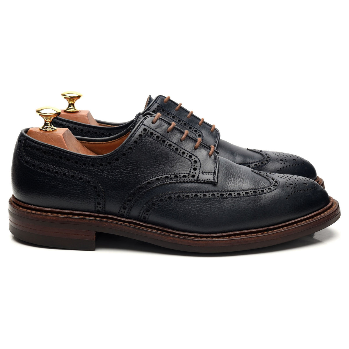 &#39;Pembroke&#39; Navy Blue Grain Leather Derby Brogue UK 9 E