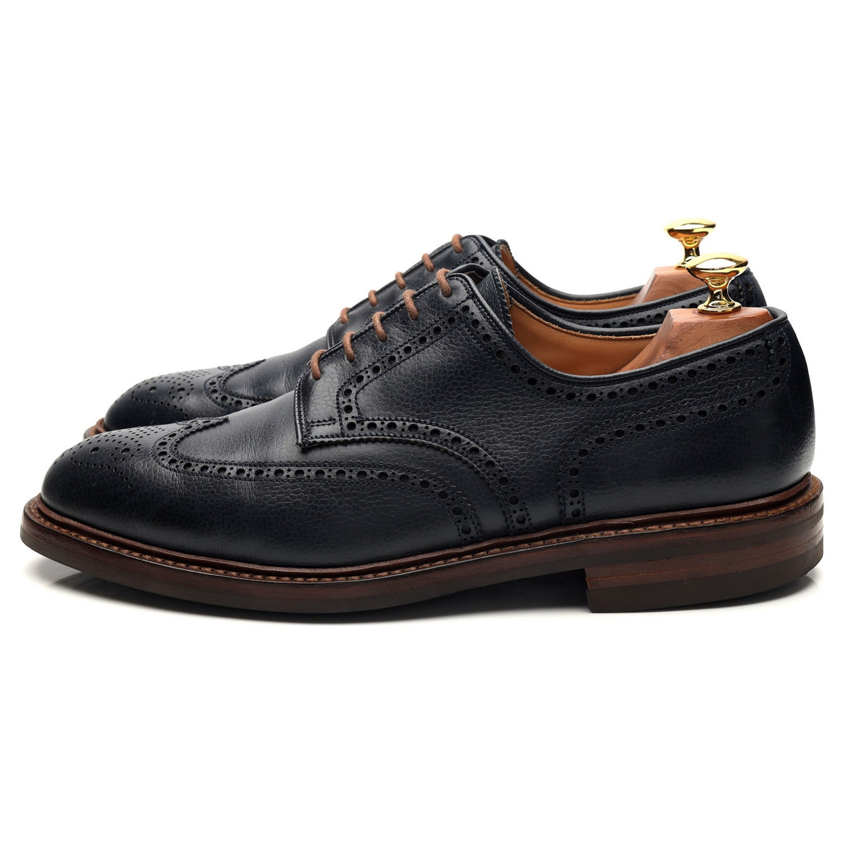 &#39;Pembroke&#39; Navy Blue Grain Leather Derby Brogue UK 9 E