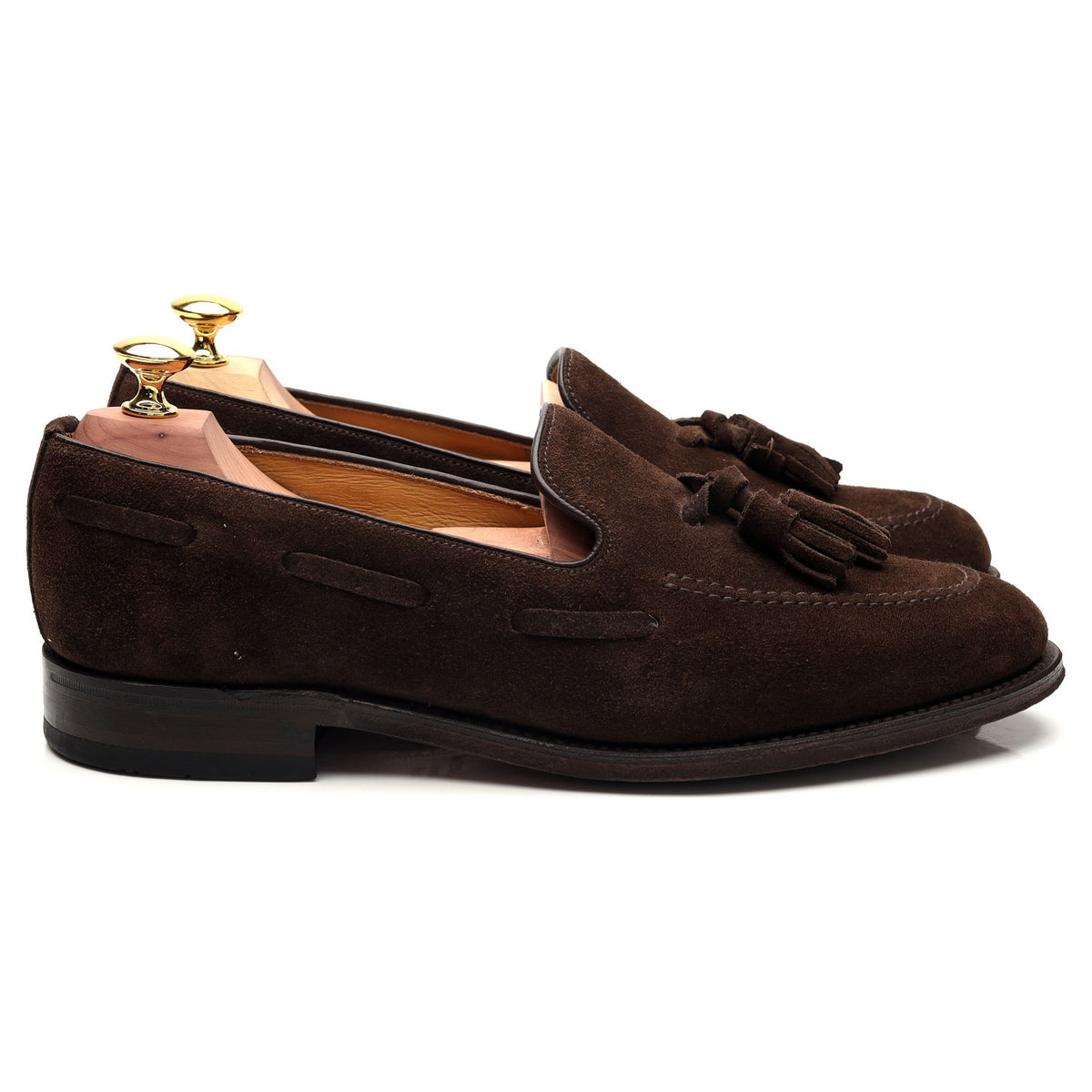 &#39;Lincoln&#39; Dark Brown Suede Tassel Loafers UK 7.5 F