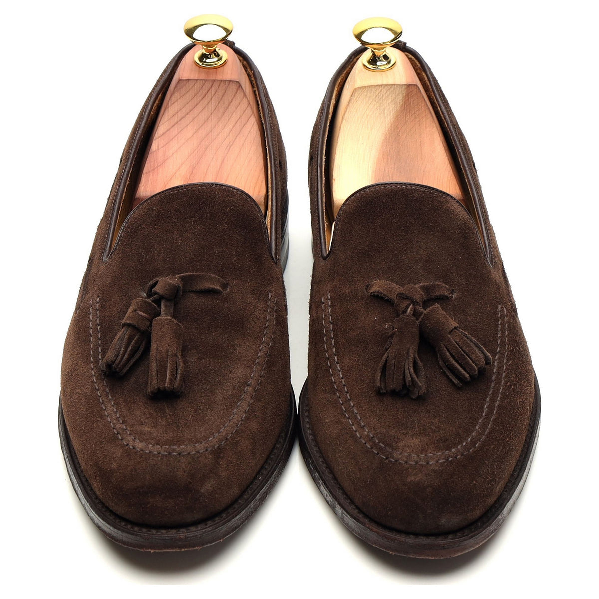 &#39;Lincoln&#39; Dark Brown Suede Tassel Loafers UK 7.5 F