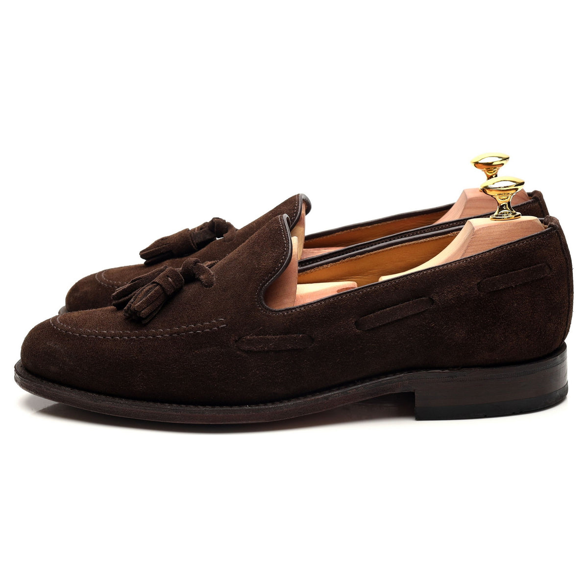 &#39;Lincoln&#39; Dark Brown Suede Tassel Loafers UK 7.5 F