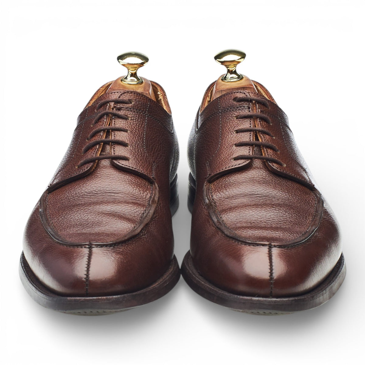 'Hardwick' Dark Brown Grain Leather Split Toe Derby UK 7 E