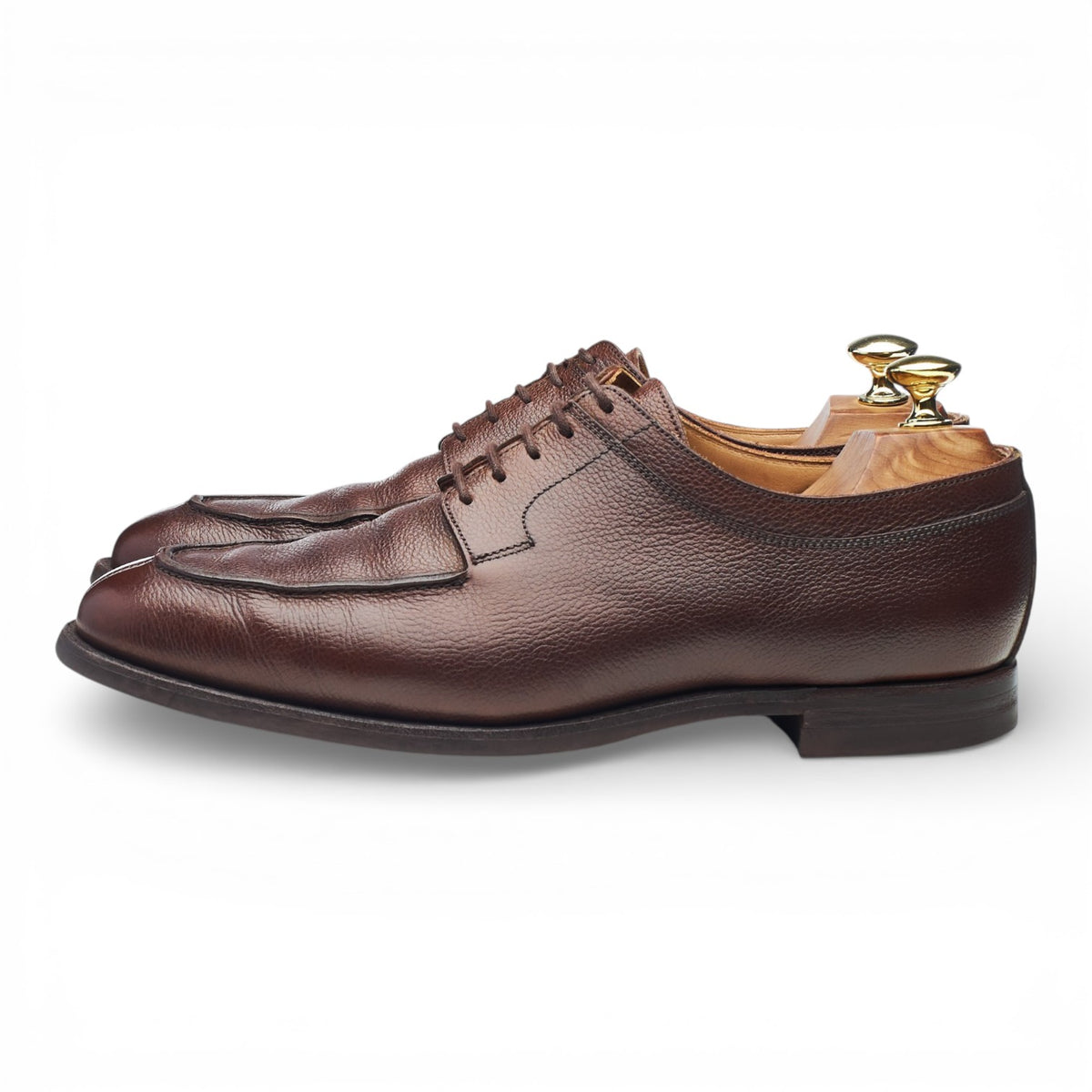 'Hardwick' Dark Brown Grain Leather Split Toe Derby UK 7 E